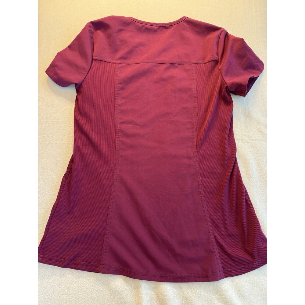 Scrubology Ladies Wine Red Mock Wrap Scrub Top‎ Size Small - Picture 2 of 6